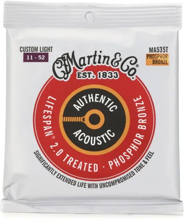Martin Ma535t Authentic Acoustic Lifespan 2.0 Treated Phosphor Bronze - 11-52 Custom Light 1