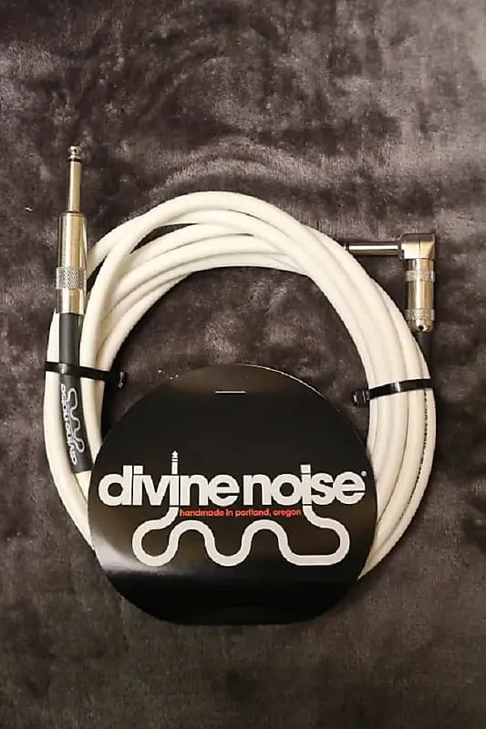 Divine Noise 15Ft Instrument Cable St-Ra (Straight-Right Angle) White *Free Shipping* 1
