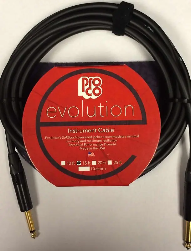 Pro Co Evolution Evlgcn-15 Instrument Cable 15 Ft Straight/Straight *Free Shipping In The Usa* 1