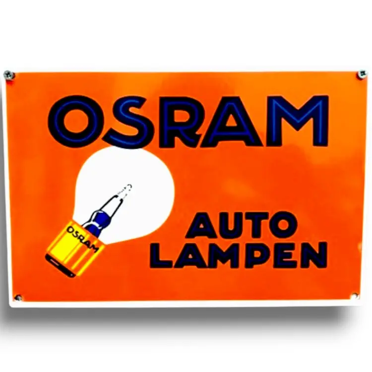 Osram Auto Lampen Porcelain Enamel Vintage Metal Reproduction 1