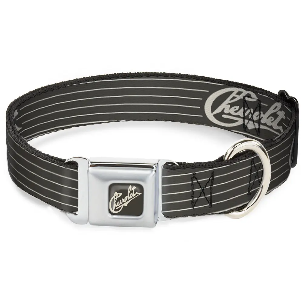Chevrolet Heritage Script Charcoal & Tan Seatbelt Buckle Collar 1
