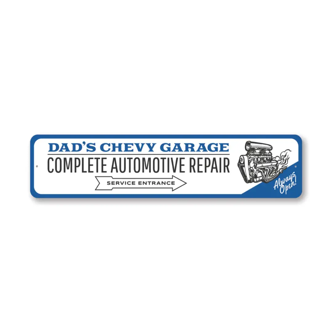Personalized Chevy Garage Sign - Aluminum Sign 1