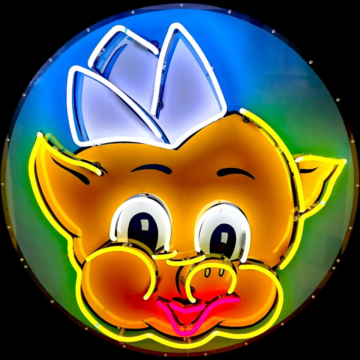 Vintage Piggly Wiggly Glass Neon Porcelain With Steel Can Reproduction 1