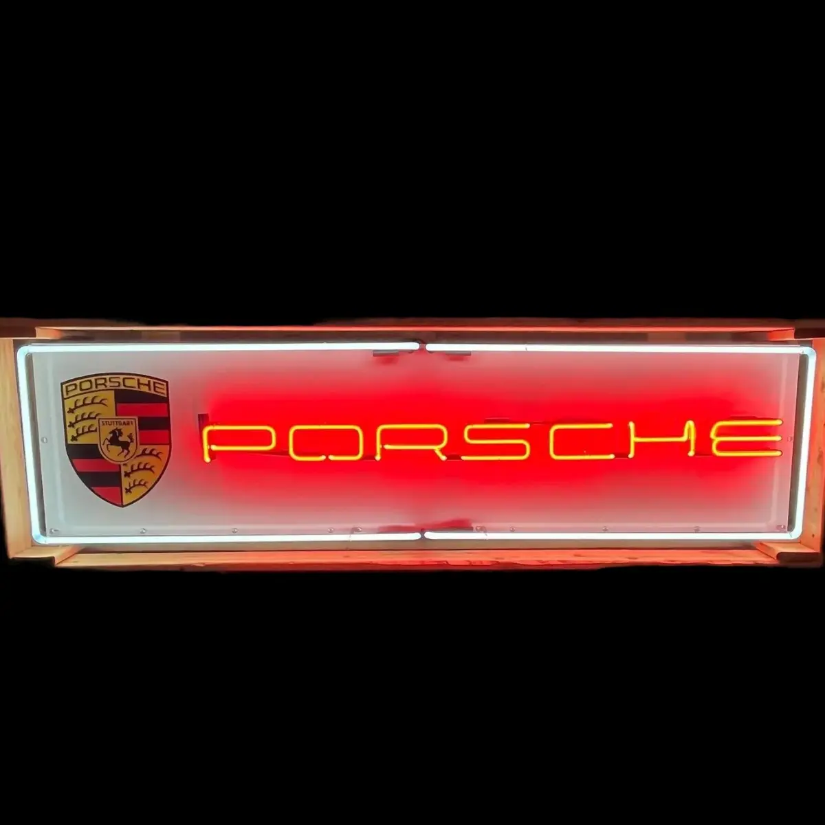 Reproduction Porsche Glass Neon Porcelain Sign Auto Dealership Reproduction 1