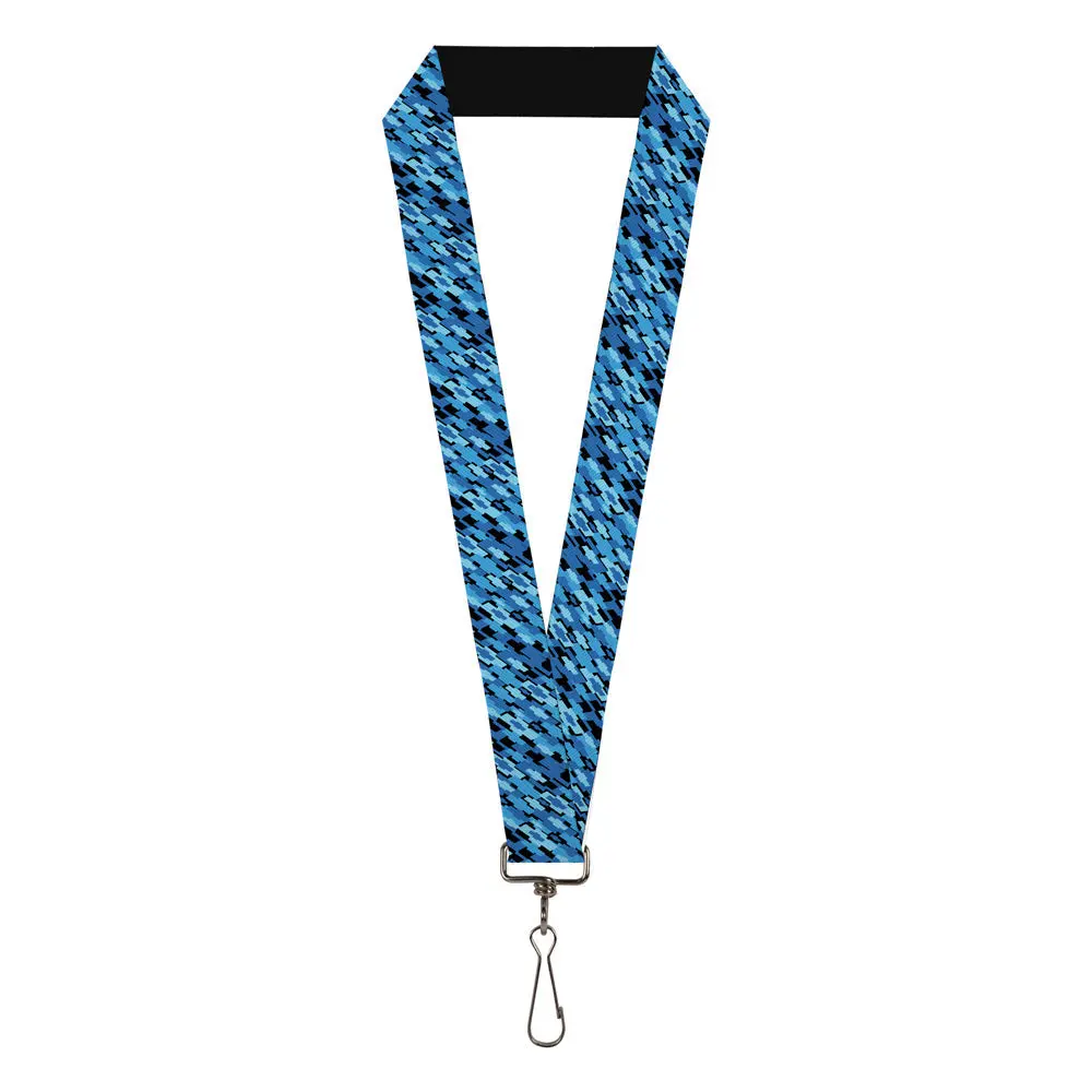 Diagonal Retro Chevy Bowtie Stacked Black & Blue Lanyard - 1.0" - 1