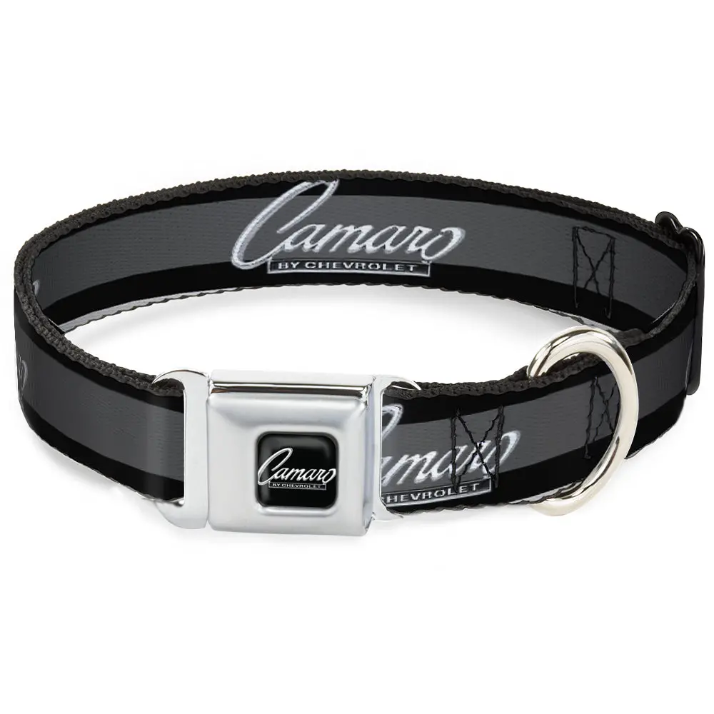 1969 Camaro Script Emblem Black & Silver Seatbelt Buckle Collar 1