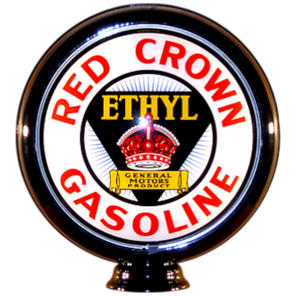 Red Crown Ethyl Gasoline Lighted Globe Gas Pump Topper 1