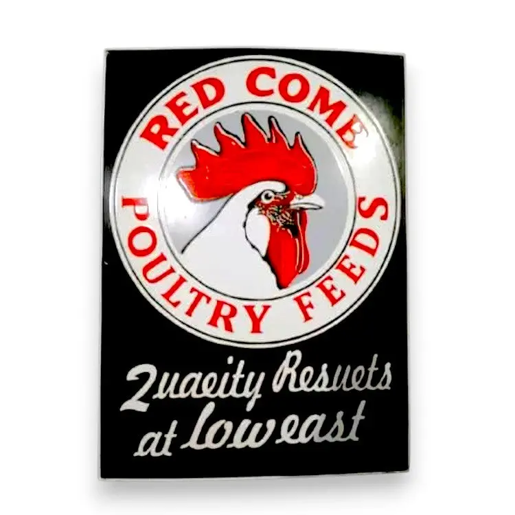 Red Come Poultry Feeds Porcelain Enamel Vintage Metal Reproduction 1