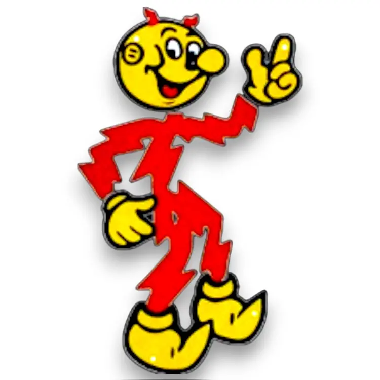 Reddy Kilowatt Die Cut Porcelain Enamel Electricity Mascot Character Shaped Metal Sign 1