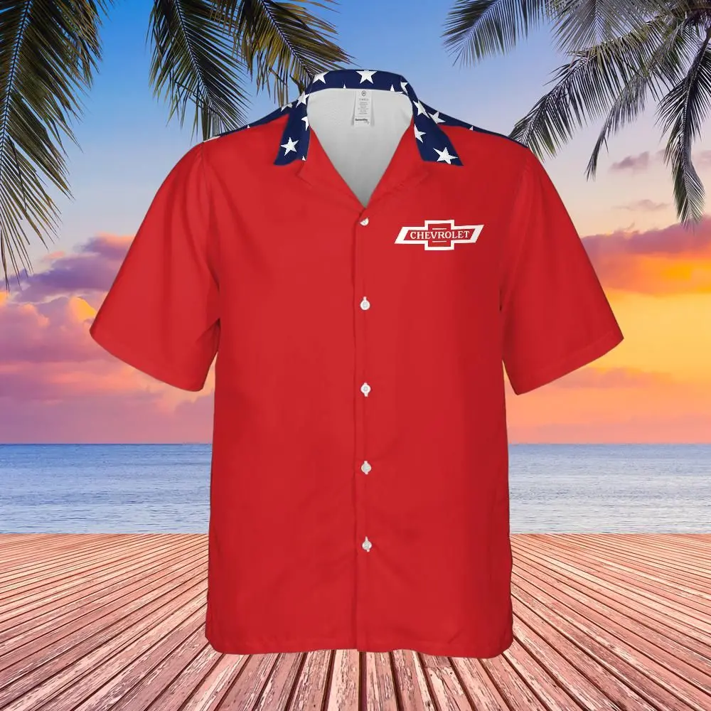 Chevy Red White And Blue With Stars And Stripes Men’S Americana Hawaiian Shirt 1