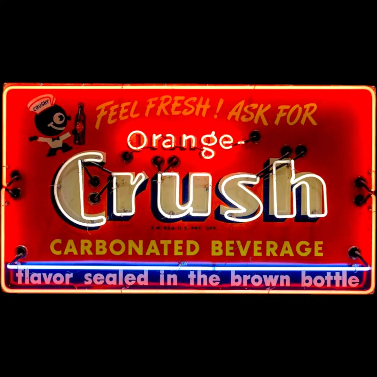Orange Crush Neon Porcelain Panel Sign With Steel Can 1