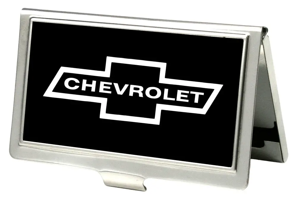 1965 Chevrolet Bowtie Fcg Black & White Business Card Holder - Small 1