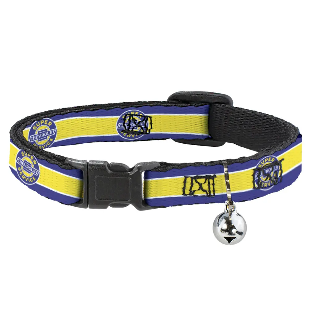 Chevrolet Super Service Logo Stripe Blue & Yellow Breakaway Cat Collar 1