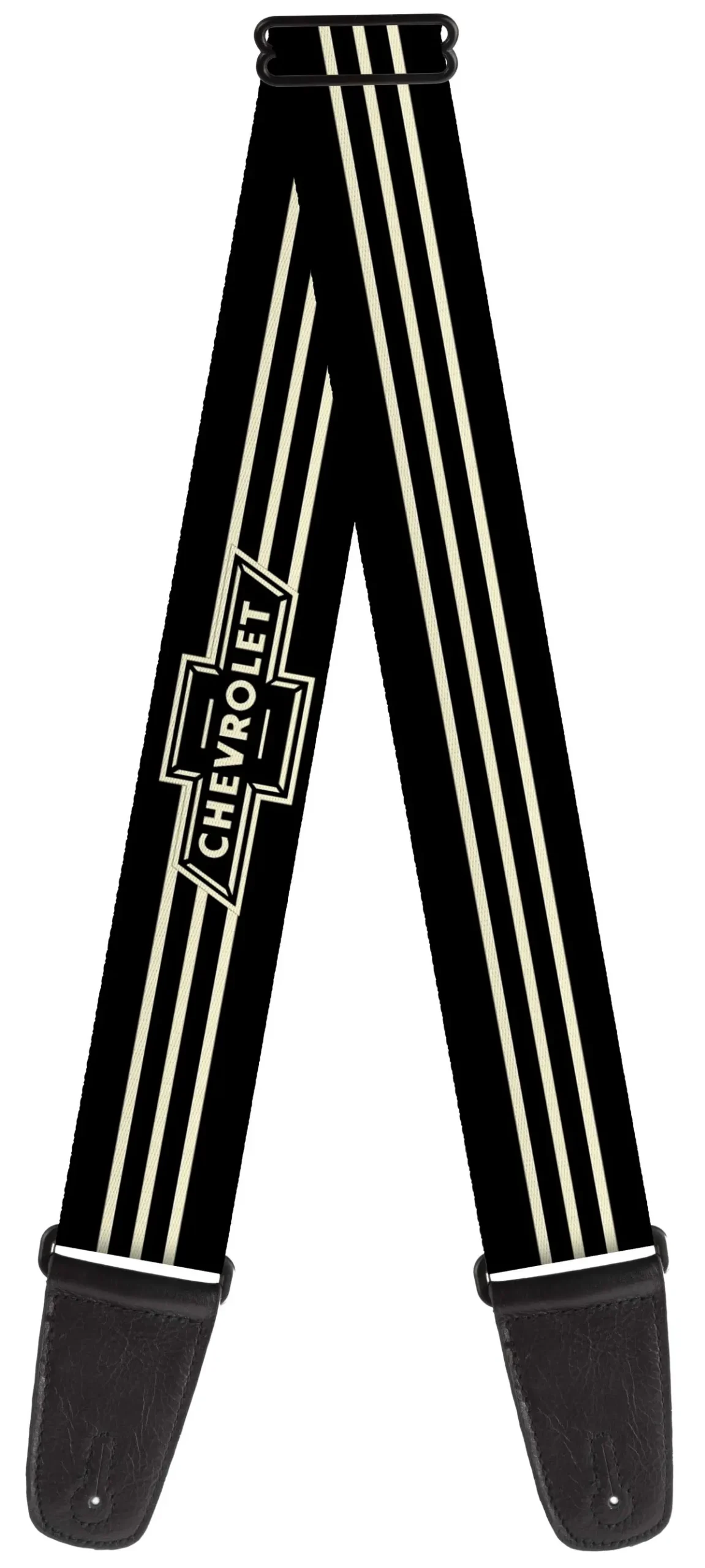 Vintage Chevrolet Bowtie 3-Stripe Black & Ivory Guitar Strap 1