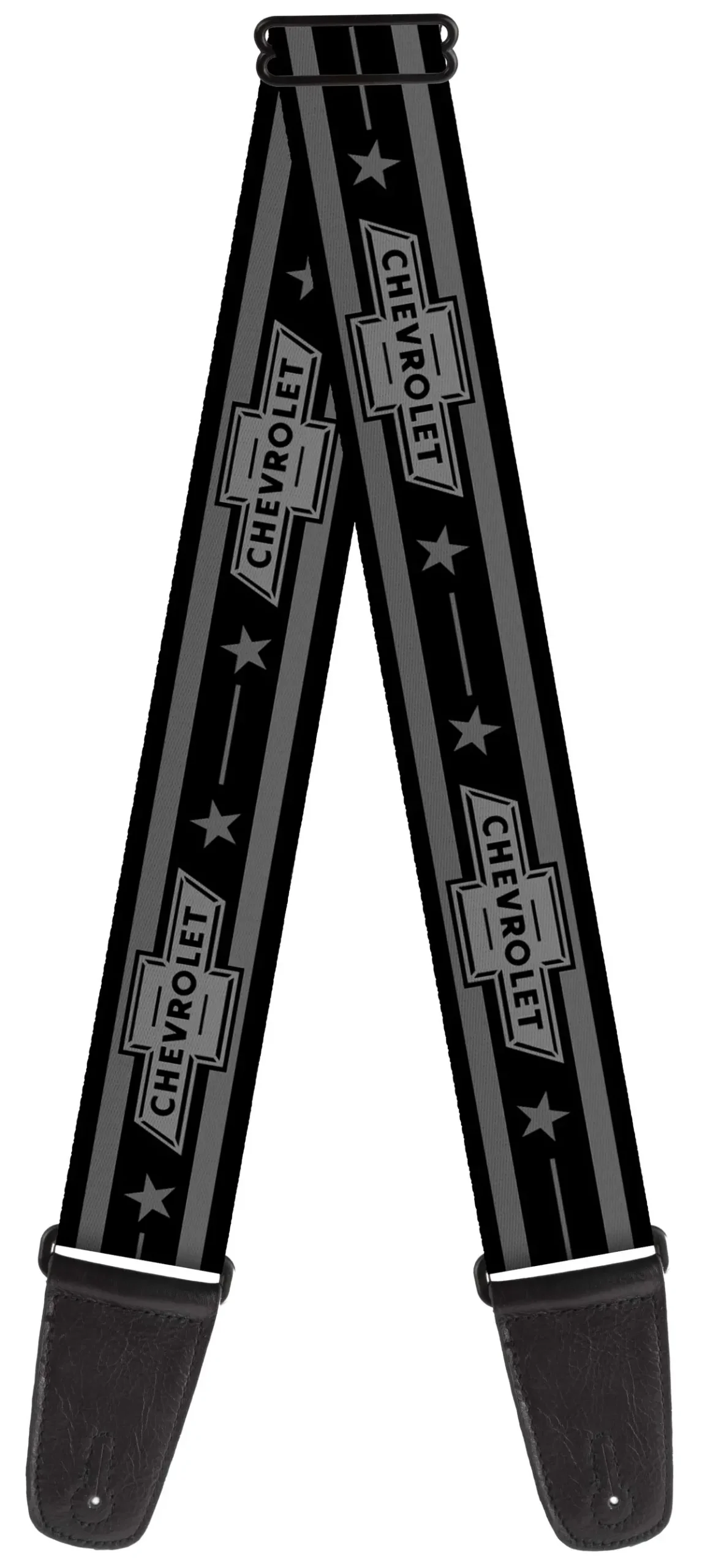 Vintage Chevrolet 1934 Bowtie Logo Stars & Stripe Black & Gray Guitar Strap 1