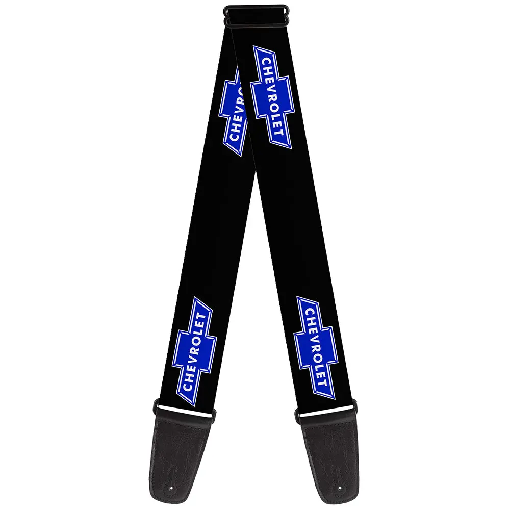 Chevy Bowtie Logo Black & Blue Guitar Strap 1
