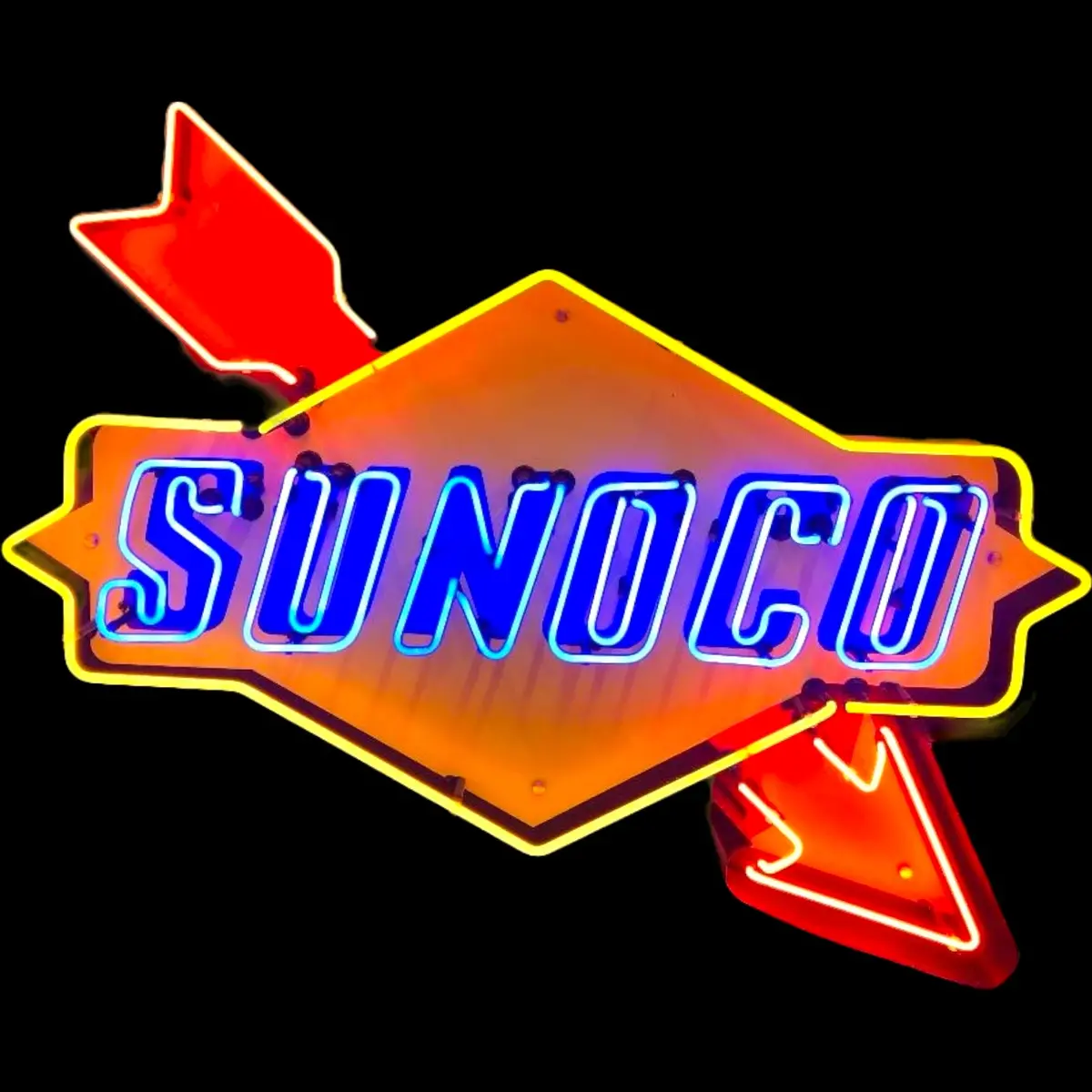 Sunoco Arrow Neon Die Cut Sign With Steel Can Porcelain Enamel 1