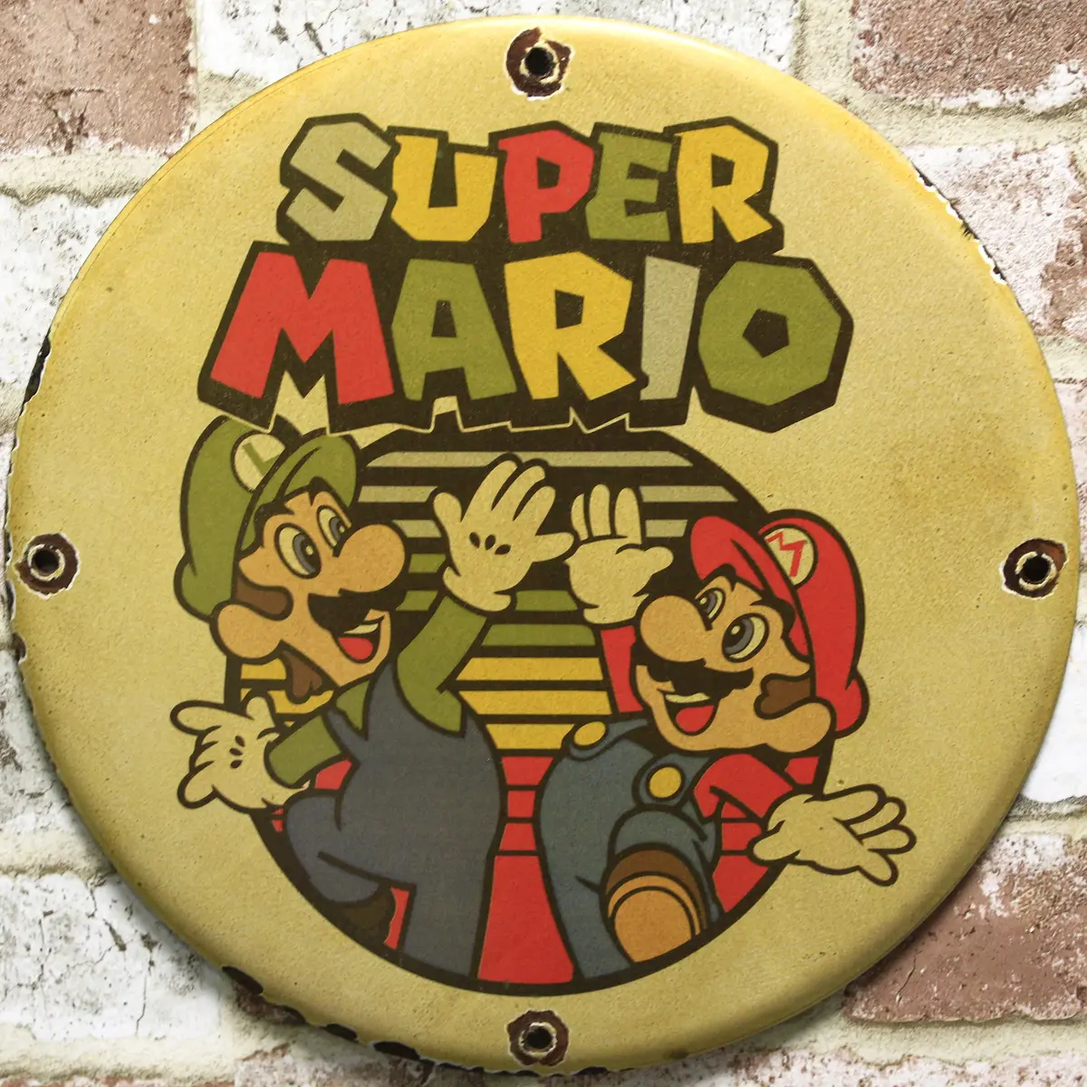 Super Mario Bros Vintage Nintendo Porcelain Enamel Sign (12In) 1