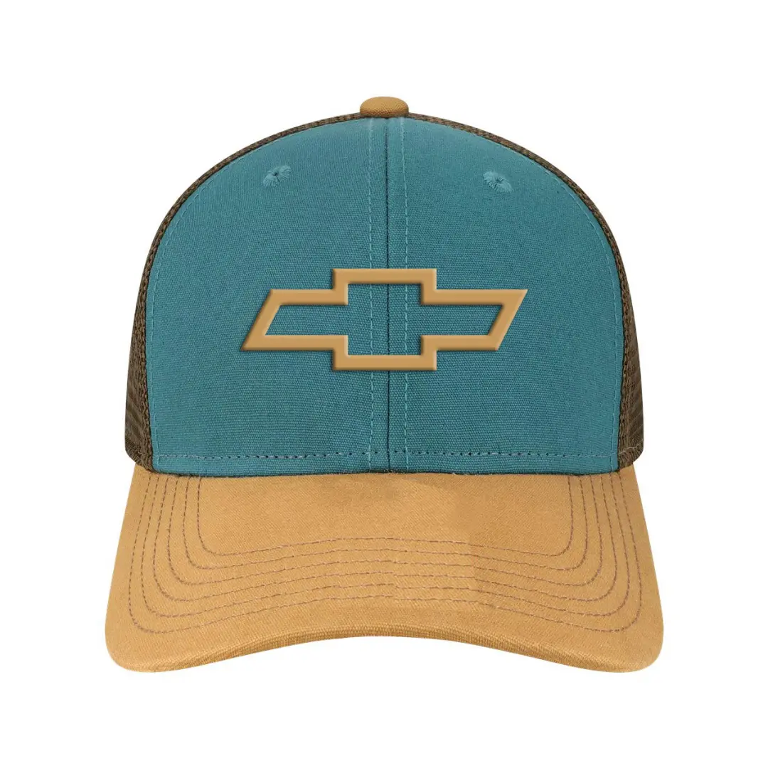 Teal Embroidered Chevy Bowtie Cap 1