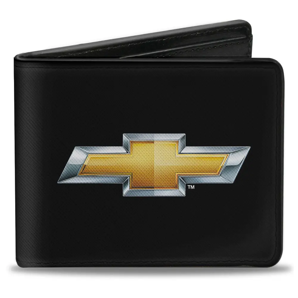 Chevy Bowtie Black & Gold Logo Bi-Fold Wallet 1