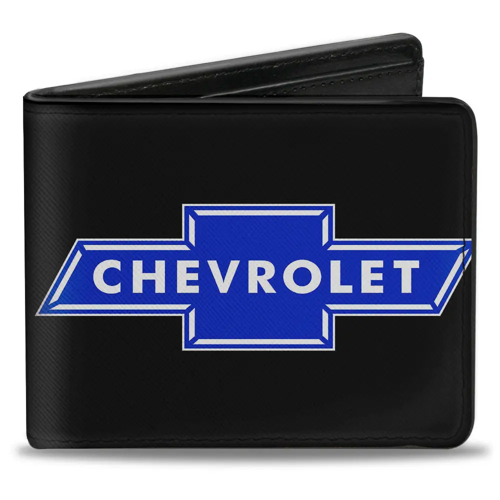 Chevy Bowtie Logo Leather Bi-Fold Wallet - Blue 1