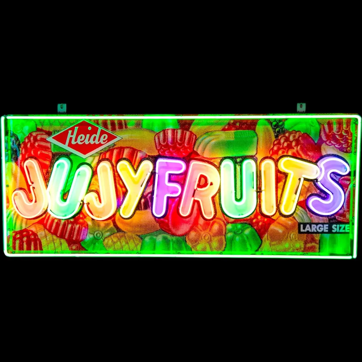 Jujy Fruits Retro Candy Neon Porcelain Panel Sign With Steel Can 1