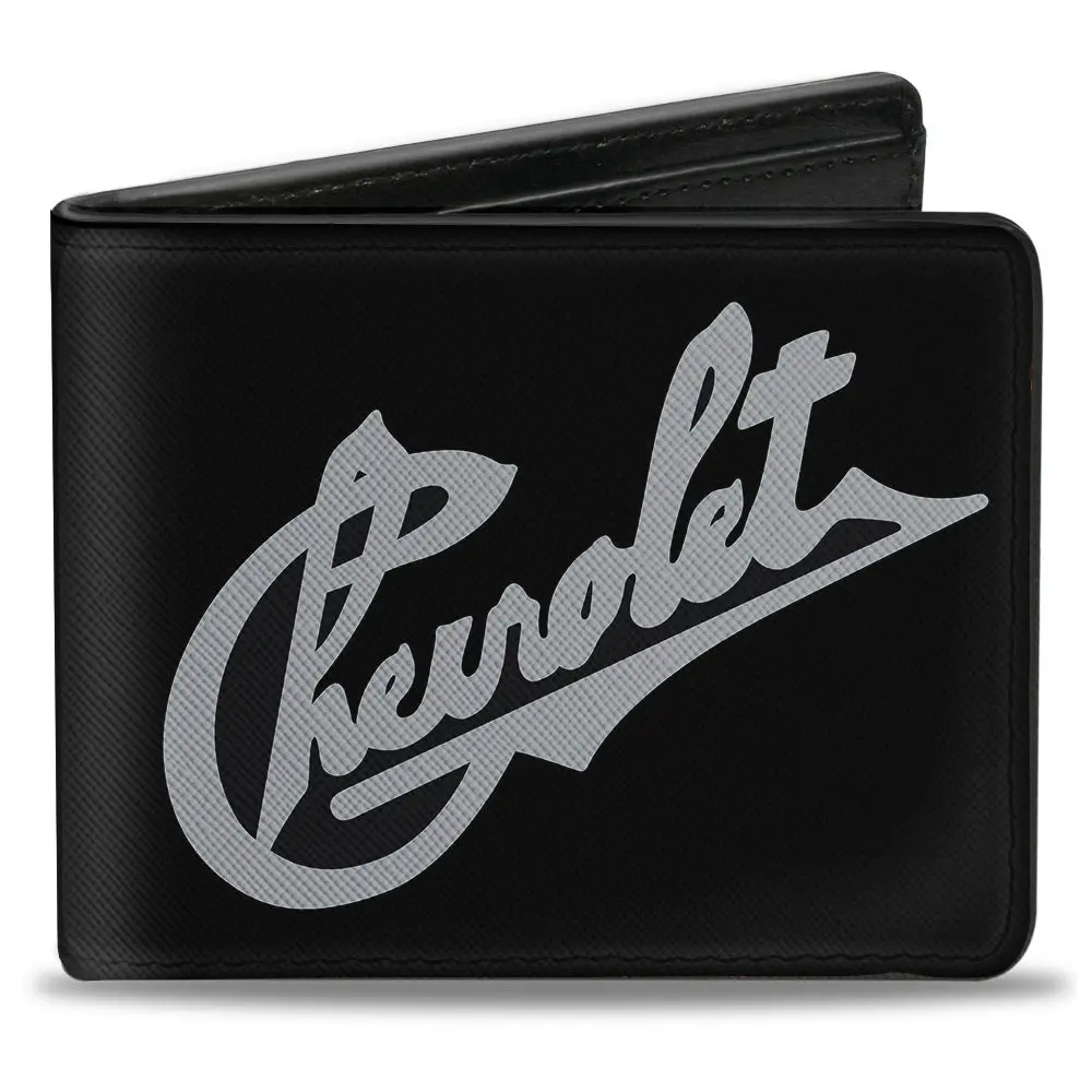 Chevrolet Heritage Script Slant Black & Tan Bi-Fold Wallet 1