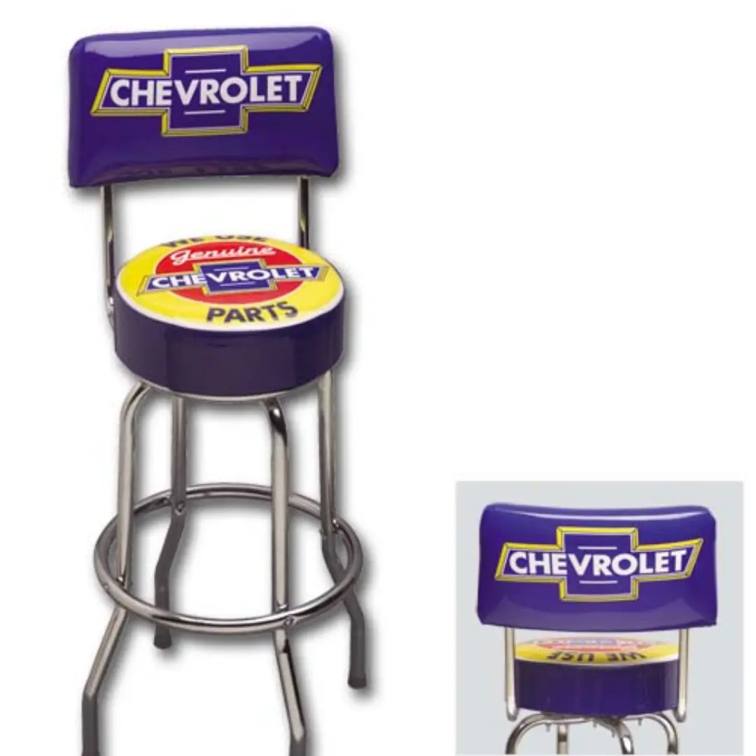 Chevy "We Use Genuine Parts" Counter Stool W/Back 1