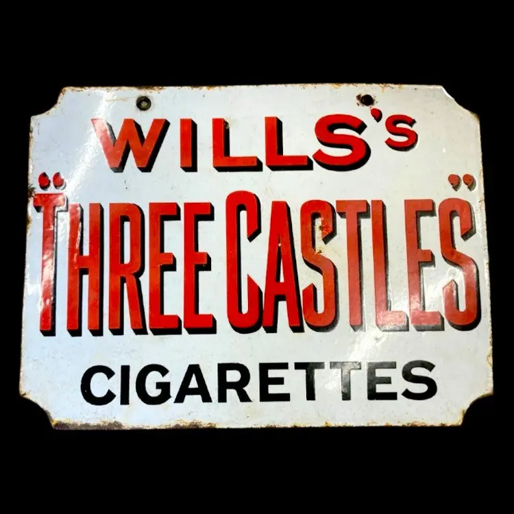 Will's Three Castles Cigarettes Porcelain Enamel Vintage Metal Reproduction 1