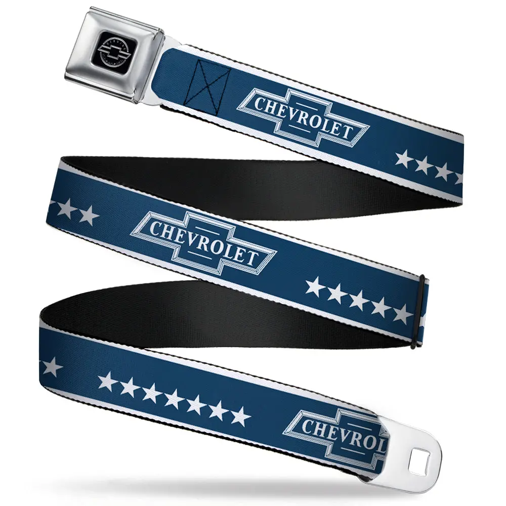 Chevy Bowtie Blue & White Stars Seatbelt Belt 1