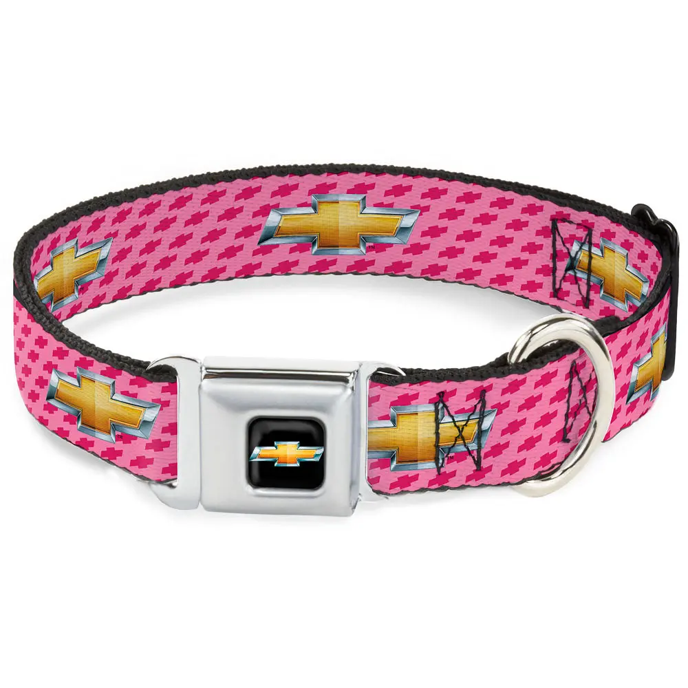 Chevy Bowtie Seatbelt Buckle Collar - Pink 1