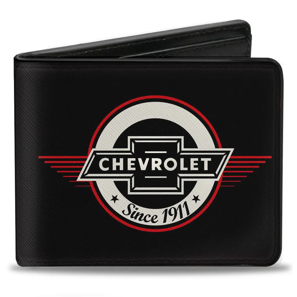 Retro Chevy Bowtie Since 1911 Black Red & Ivory Bi-Fold Wallet 1