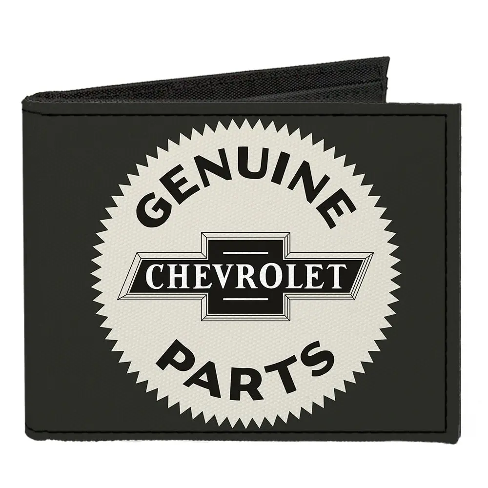 1920 Genuine Chevrolet Parts Seal Charcoal & Tan Canvas Bi-Fold Wallet 1