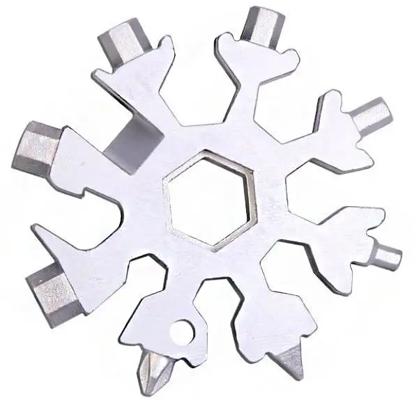 18-In-1 Snowflake Multitool Bottle Opener Keychain Screw Driver Set - Silver- #Tokit-99182 1