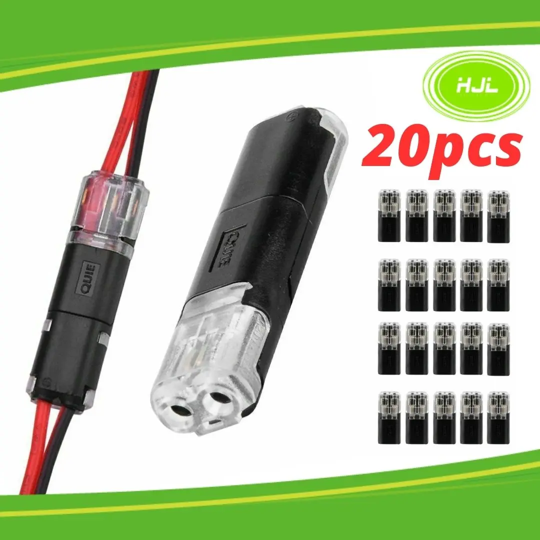 20Pcs Pluggable Led Wire Connectors, 2 Pin 2 Way Universal Compact Wire Terminals, Quick Splice Wire Wiring Connector For Awg 20-24, No Stripping Connectors - #Hskit-18020 1