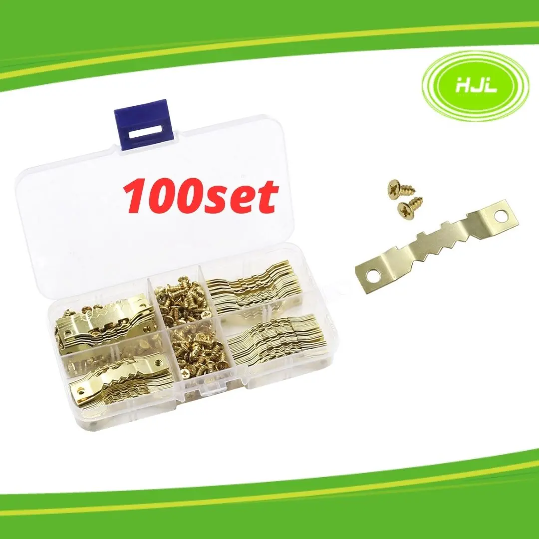 100 Set Saw Tooth Picture Frame Hanging Hangers With Screws, Photo Frame Hangers Picture Frame Kit For Art Photo Canvas Wall Mounting Tokit-98448- #Tokit-98448 1