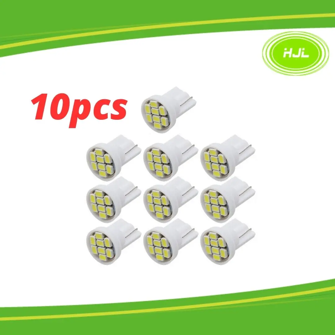 10Pcs T10 Led Bulb With 8 Smd White Light Interior/Instrument/License W5w 194 147 152 158 159 161 168 184 192 193 259 280 285 447 464 555 558 585 655 656 657 1250 1251 1252 2450 2652 2921 2825 906 579 - #Ledbb-11005-10 1