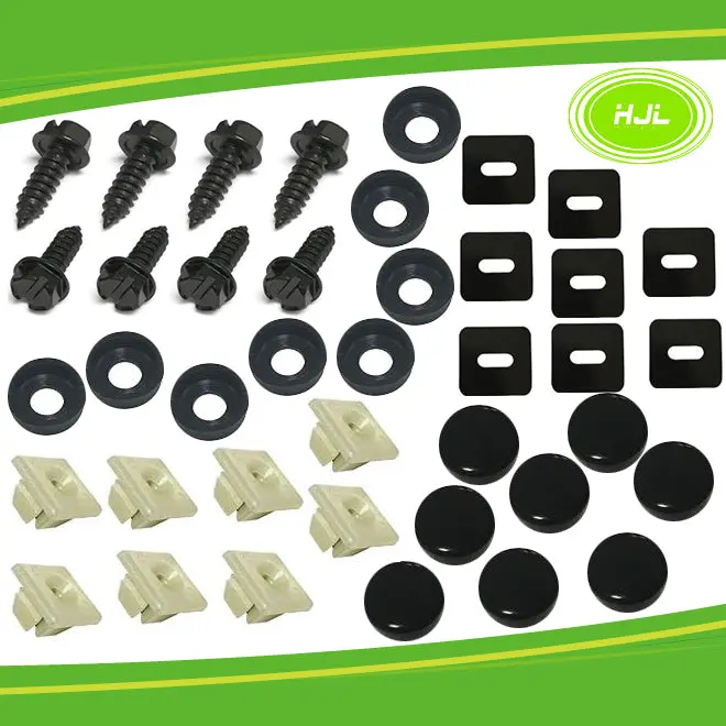 Black License Plate Screw Fastener Kit Size 1/4-14-3/4" 3/8" Hex Slotted Head - #Tokit-99040 1