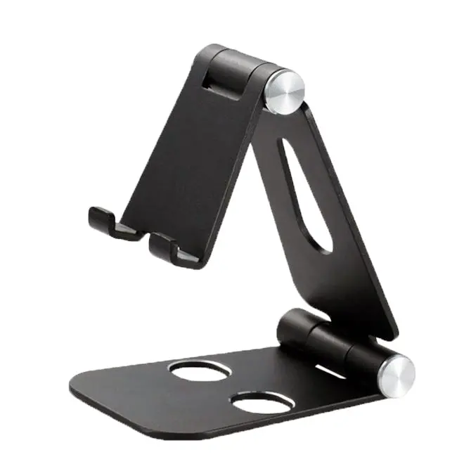 Foldable Smart Phone Tablet (3-10”) Stand Aluminum Alloy Angle-Adjustable-Black - #Mobil-91972 1