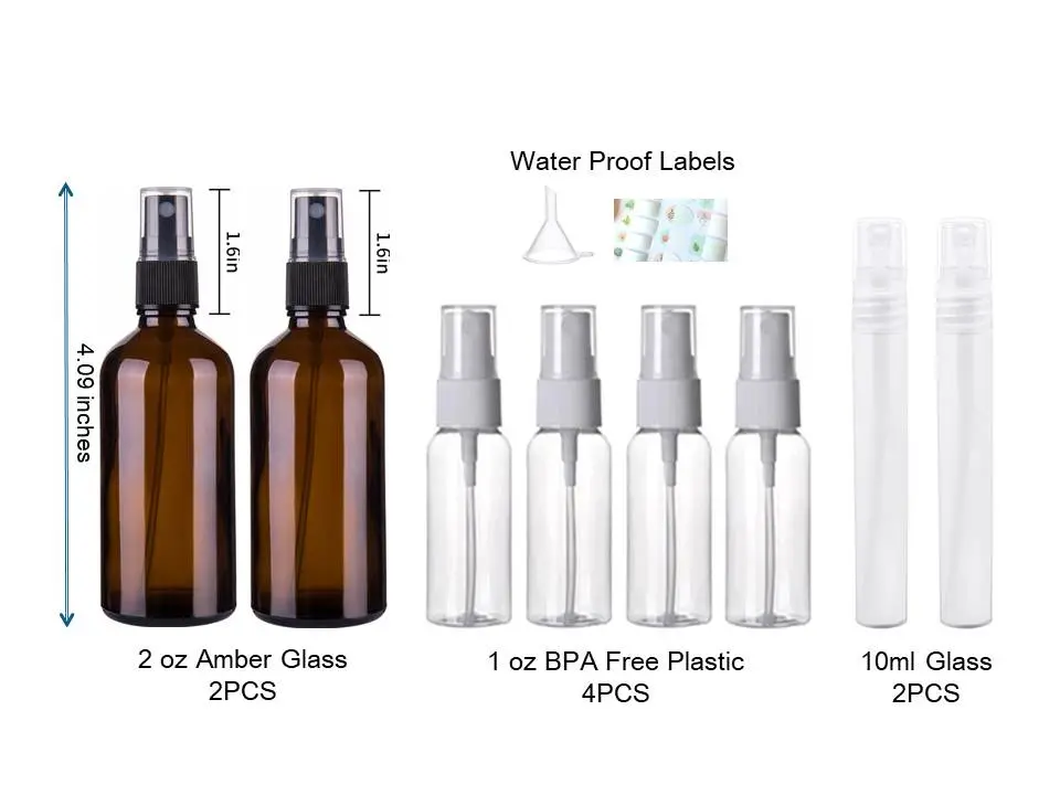 8Pcs 2Oz Amber Glass Small Spray Bottles Misty Spray Bottles - #Spray-330W0 1