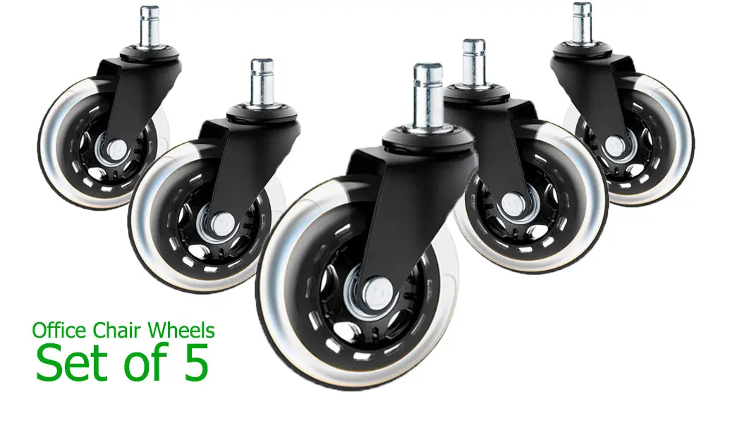 3" Office Chair Casters Wheels-Set Of 5 Heavy Duty 7/16" By 7/8" Length - #Wheel-05005 1